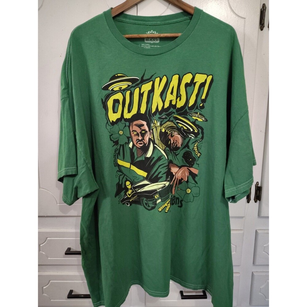 Outkast ATLiens Graphic Logo Green Tee Men's 3X Regular Crew Neck Short Sleeve
